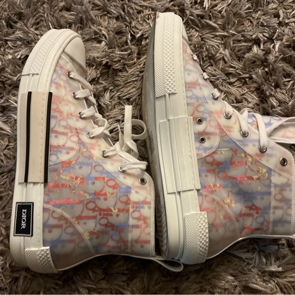 Dior B23 Mens High Top Multicolored Monogram Sneakers Kicks Shoes - Picture 12 of 13